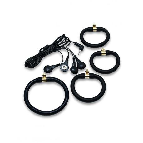 Rimba Electro set silicone cock rings. uni polar