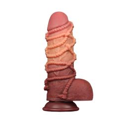 LoveToy - Extreme Dildo with Rope Pattern 24 cm - Brown Nude