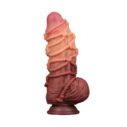 LoveToy - Extreme Dildo with Rope Pattern 24 cm - Brown Nude