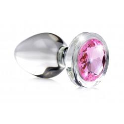 Plug Anale in Vetro Con Pietra Pink Gem - Small