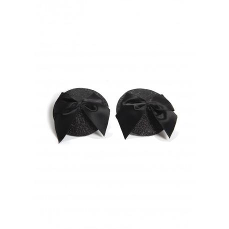 Burlesque Pasties - Glitter and Satin Bow Nipple Stickers