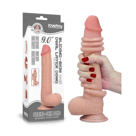 LoveToy - Sliding Skin Dildo 9 23 cm (Ø 3.5 CM) - Nude