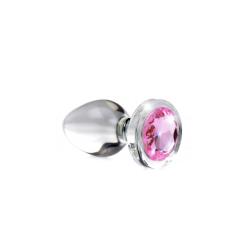 Pink Gem Glass Anal Plug - Medium