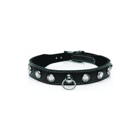 Bling Vixen - Leather Choker with Rhinestones