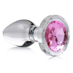 Pink Gem Glass Anal Plug - Medium