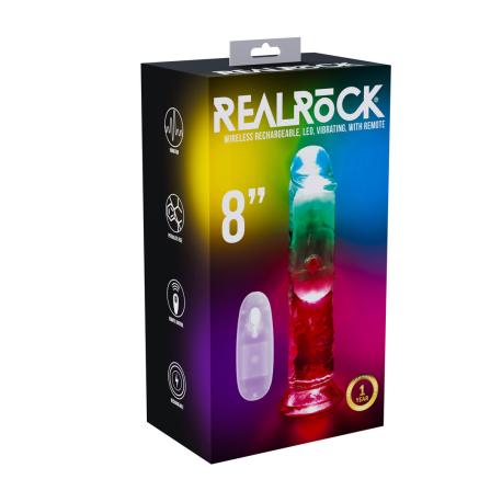 LED Vibrating Straight Cock - 8 20 cm - Transparent