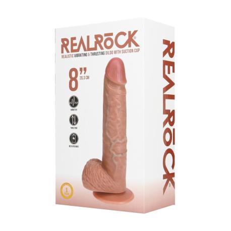 Vibrating and Thrusting Straight Cock with Balls - 8 20,5 cm - Tan