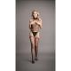 Suspender Fishnet Choker Bodystocking - One Size - Black