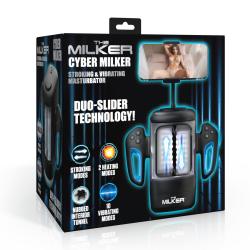 Cyber Milker - Stroking and Vibrating Masturbator with Phone Holder - Tranparent Black