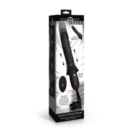 Ultimate Power Pounder - Vibrating and Thrusting Silicone Dildo with Remote Control - Black