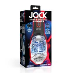 Spinning and Vibrating Masturbator - Transparent Black