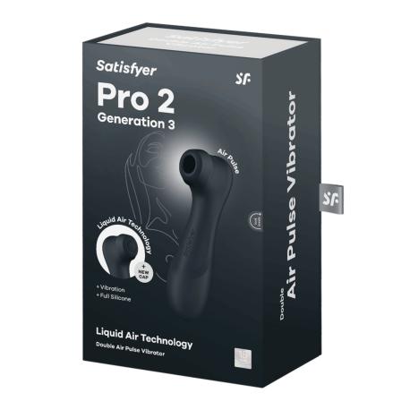 Pro 2 Generation 3 - Double Air Pulse Vibrator - Liquid Air - Black