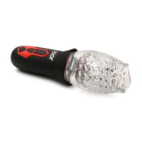 Spinning and Vibrating Masturbator - Transparent Black
