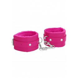 Ouch Plush Leather Ankle Cuffs - Pink