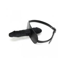 Rimba Bondage Play - Gag with internal (4 x 6 cm) and external (4 x 13 cm) latex dildo - Black