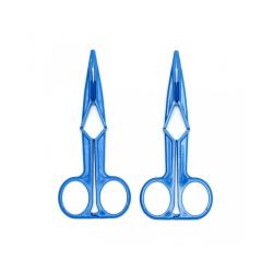 Rimba - Scissor nipple clamps of blue synthetic material (pair)