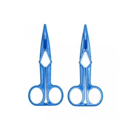 Rimba - Scissor nipple clamps of blue synthetic material (pair)
