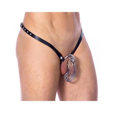 Rimba Bondage Play - Chastity Belt with Metal Chastity Cock Cage