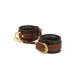 Liebe Seele - Leather Hand Cuffs - Black, Brown Gold