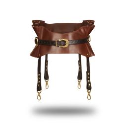 Liebe Seele - Leather Waist Belt with Suspenders - Black, Brown Gold