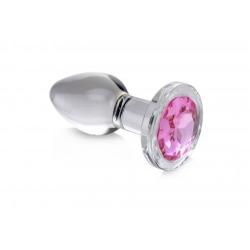 Plug Anale in Vetro con Pietra Pink Gem - Large